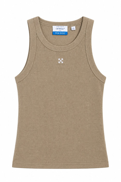 OFF WHITE FITTED ARROW CROP TANK BEIGE