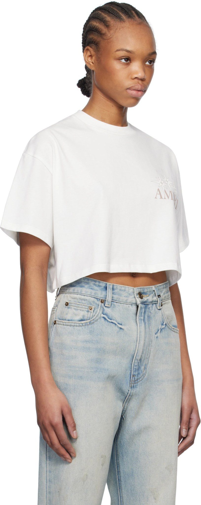 AMIRI STARBURST CROPPED T-SHIRT IVORY