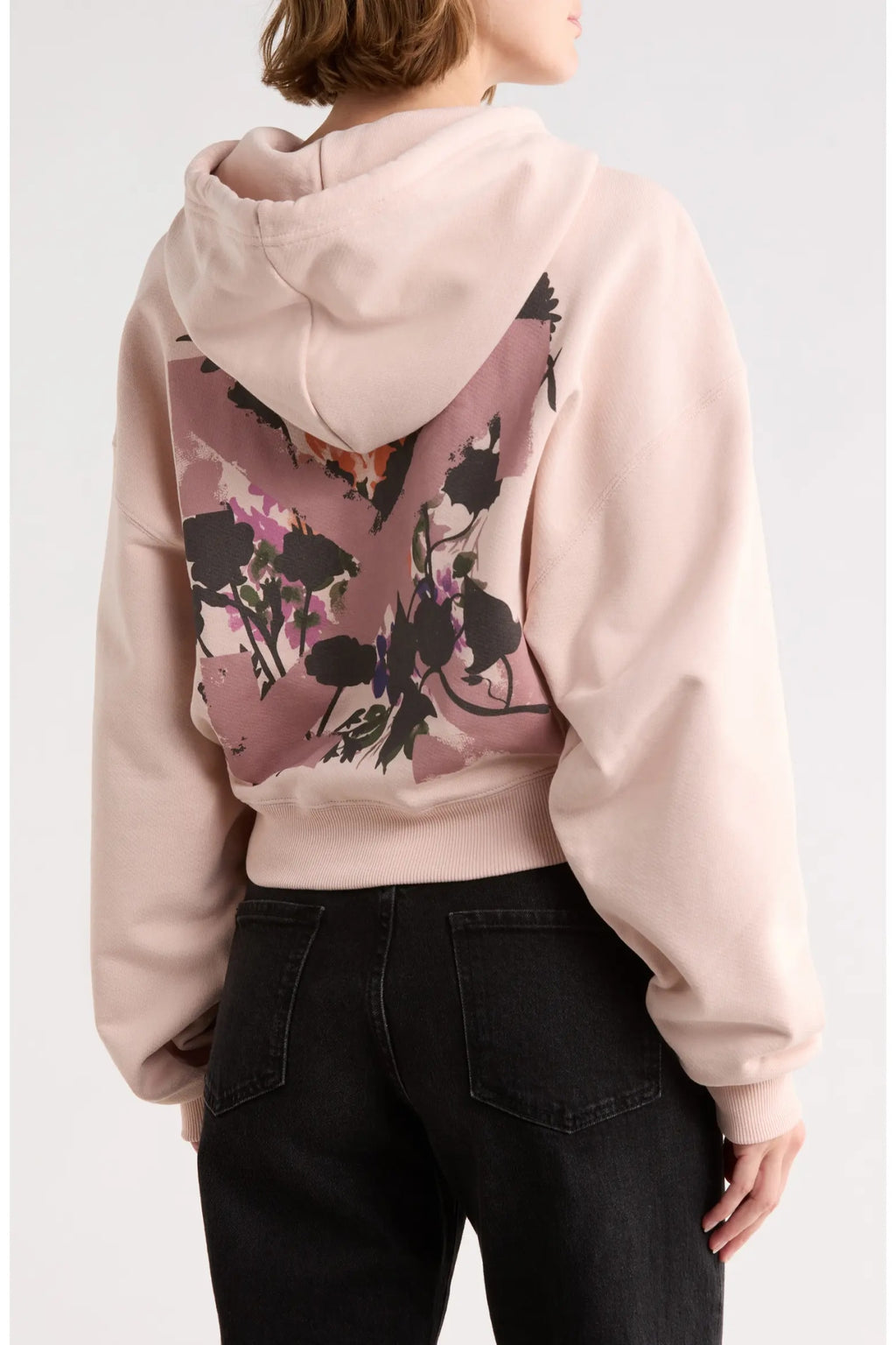OFF WHITE FLOWER ARROW CROP HOODIE PEACH