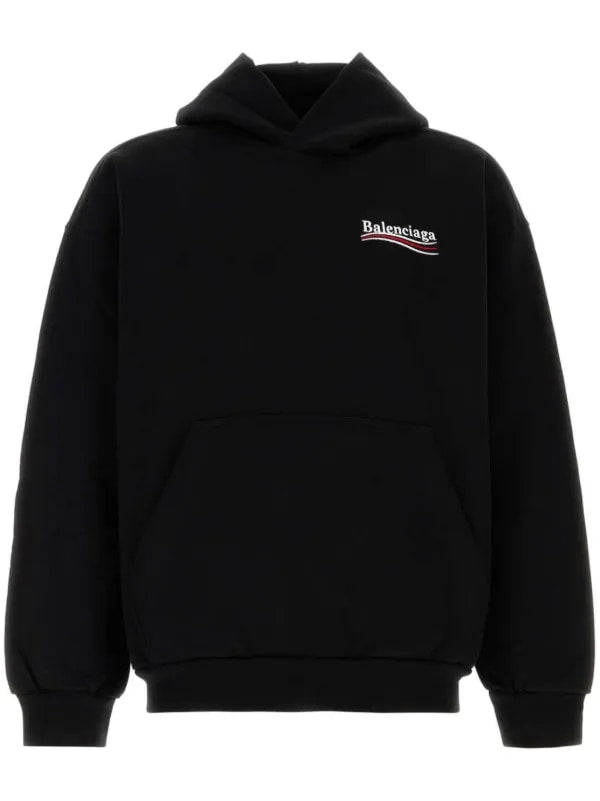 BALENCIAGA POLITICAL CAMPAIGN LOGO OVERSIZED HOODIE BLACK