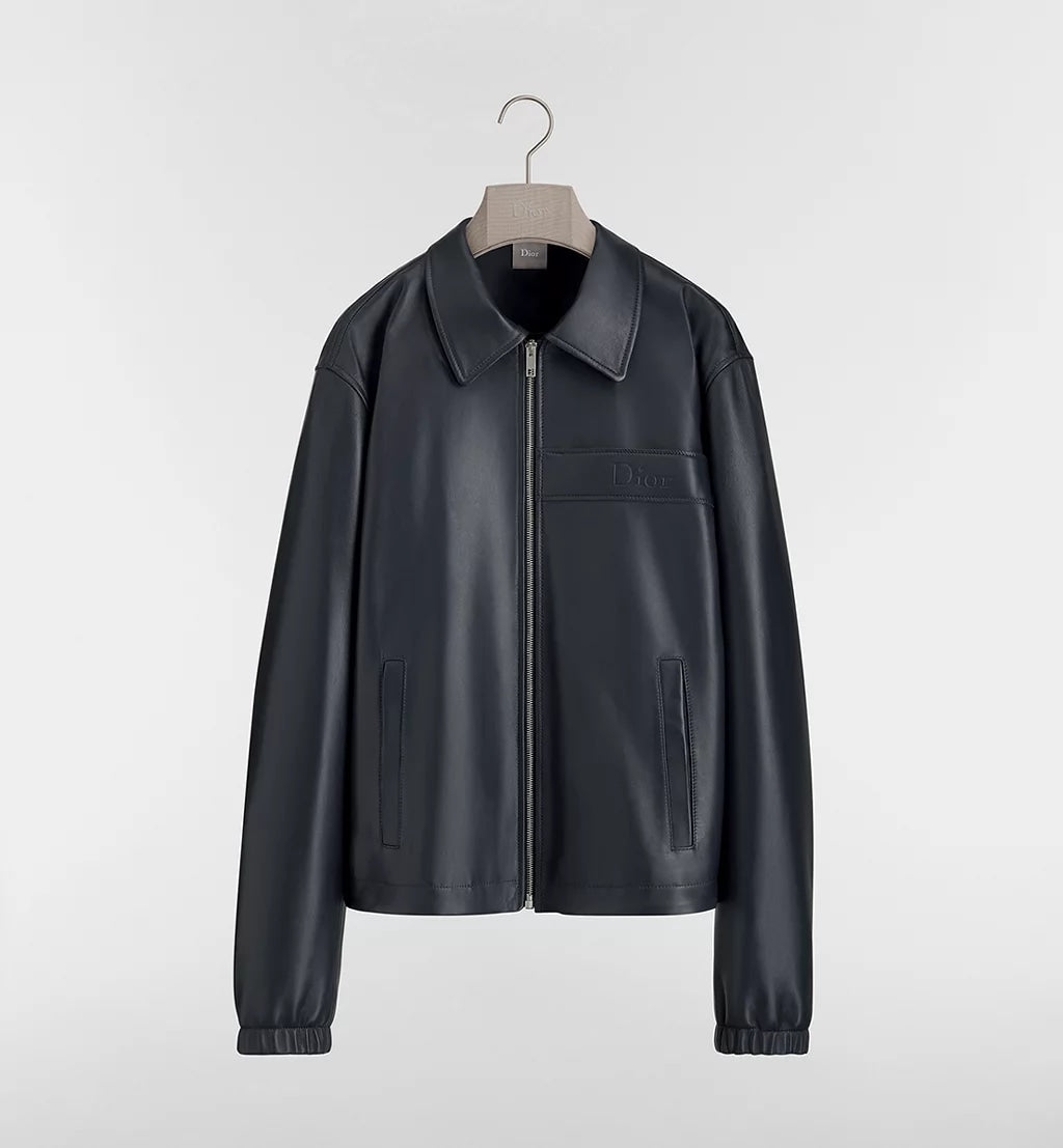 DIOR ZIPPED JACKET NAVY BLUE LAMBSKIN