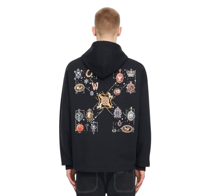 OFF WHITE JEWEL ARROW HOODIE LOOSE BLACK