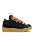 LANVIN CURB SNEAKERS BLACK ORANGE GLITTER