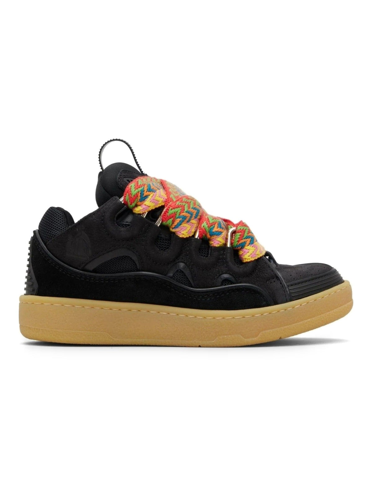 LANVIN CURB SNEAKERS BLACK ORANGE GLITTER