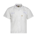 GALLERY DEPT ANTIQUE WHITE MECHANIC EMBROIDERED PATCH SLEEVE BUTTON UP SHIRT