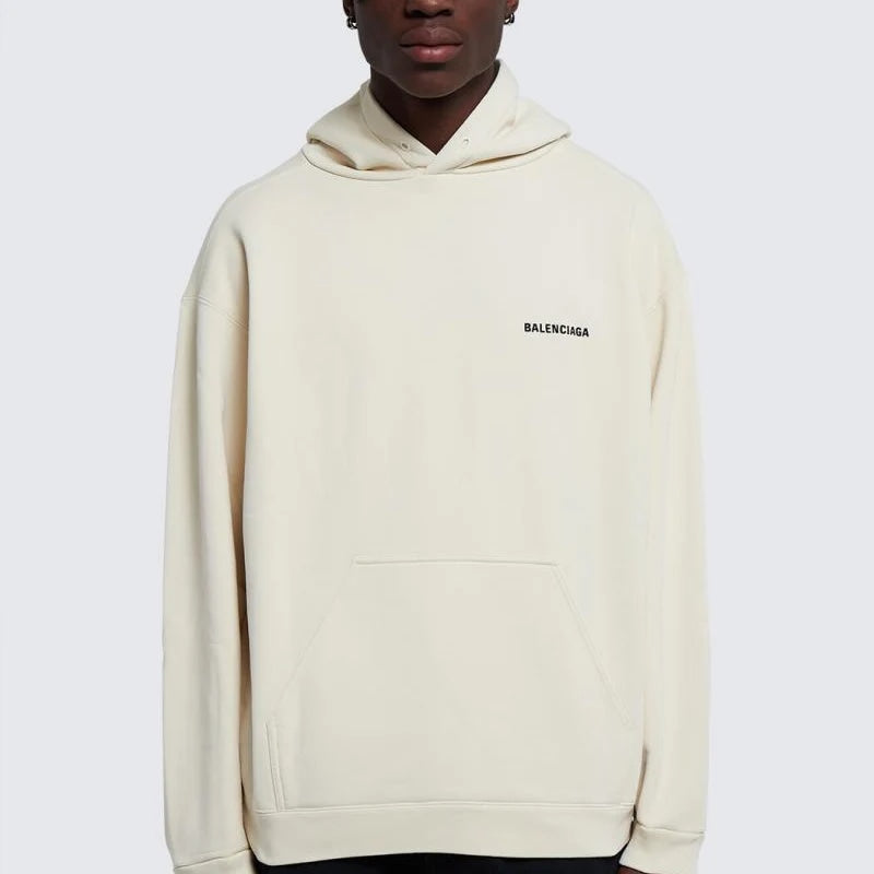 BALENCIAGA MINI BACK LOGO HOODIE BEIGE