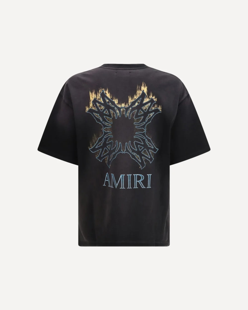 AMIRI MA QUAD FLAMES T-SHIRT WASHED BLACK