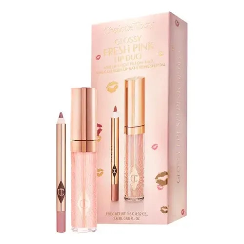 Charlotte Tilbury Glossy Lip Gloss + Liner Set Fresh Pink