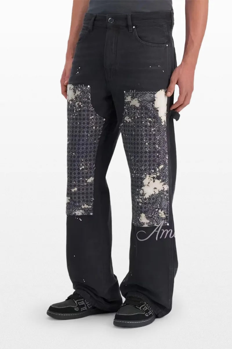 AMIRI CARPENTER BLEACH BANDANA  JEANS BLACK