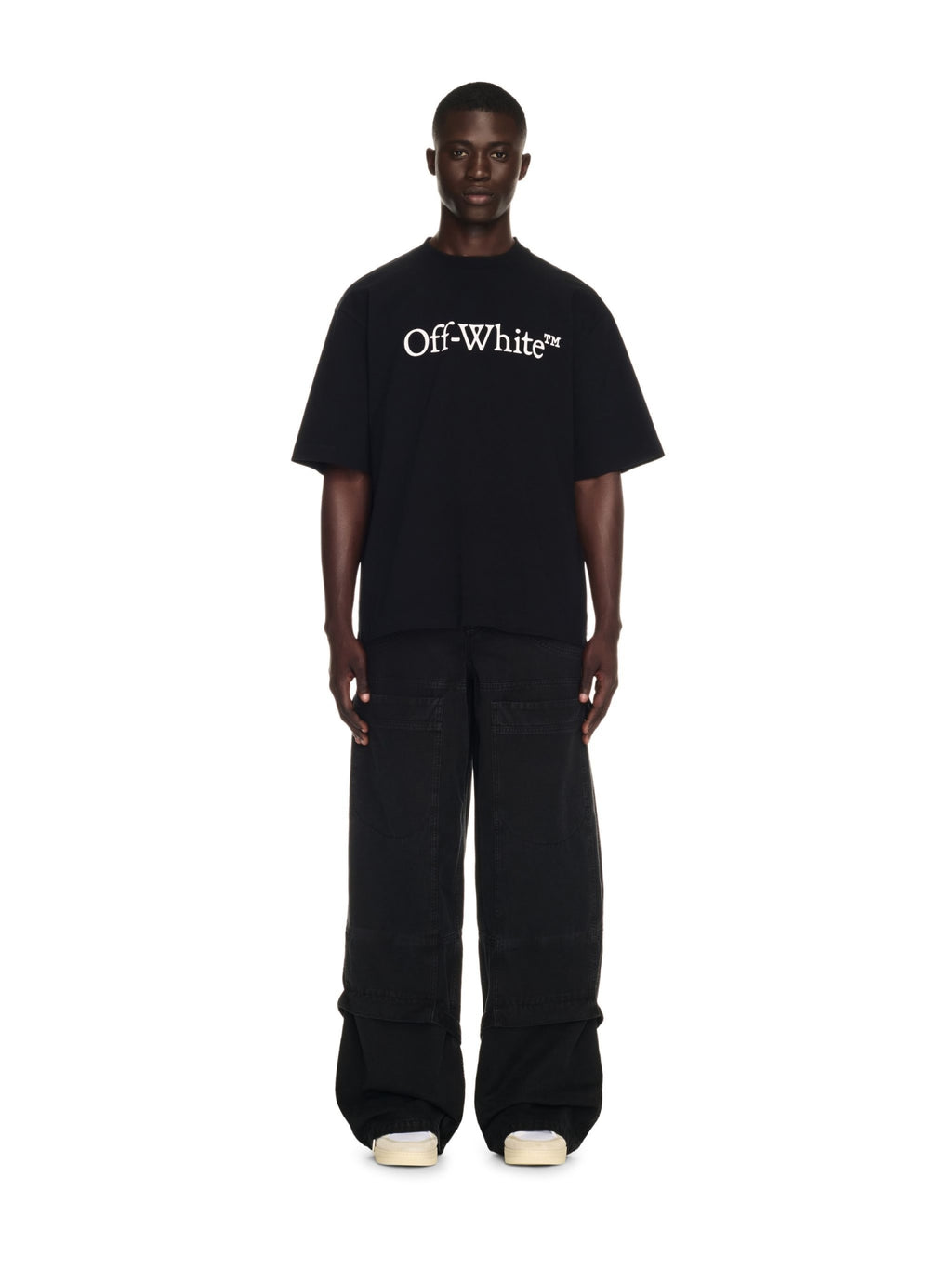 OFF WHITE BIG BOOKISH LOGO PRINT BLACK T-SHIRT