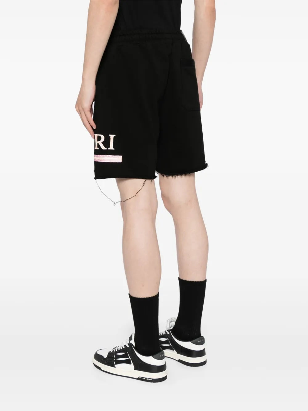 AMIRI BLACK & WATERCOLOR MA BAR LOGO SHORTS BLACK