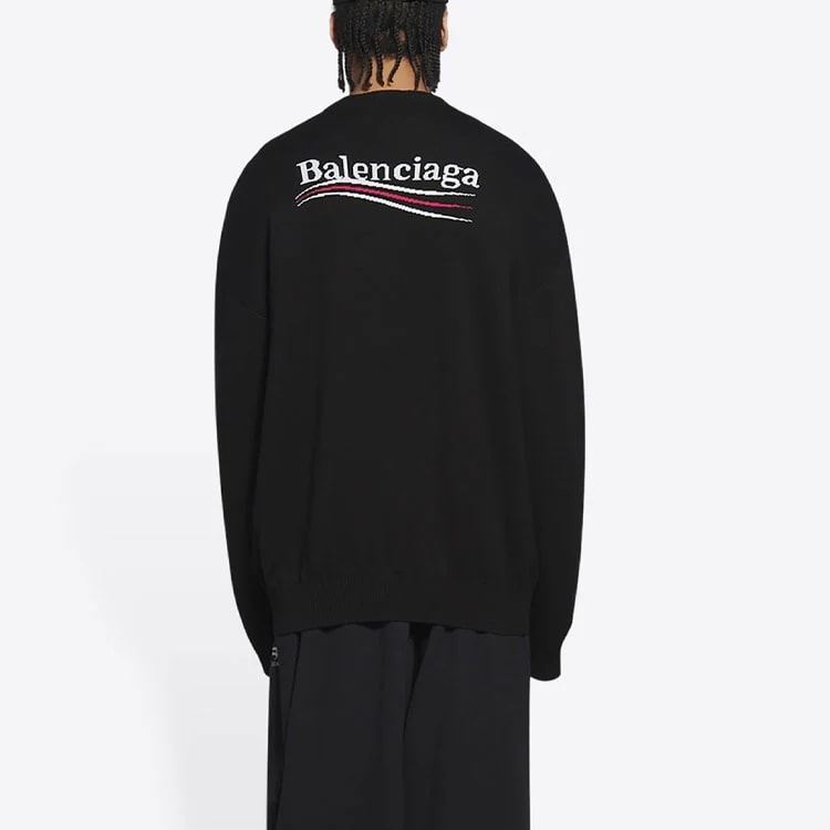 BALENCIAGA LOGO POLITICAL CAMPAIGN SWEATER BLACK