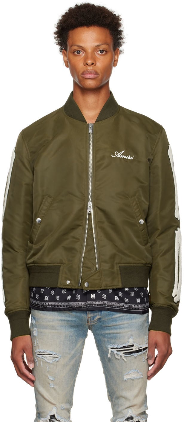AMIRI BOMBER BONES JACKET OLIVE