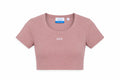 OFF WHITE RIBBED OFF CROP T-SHIRT PINK