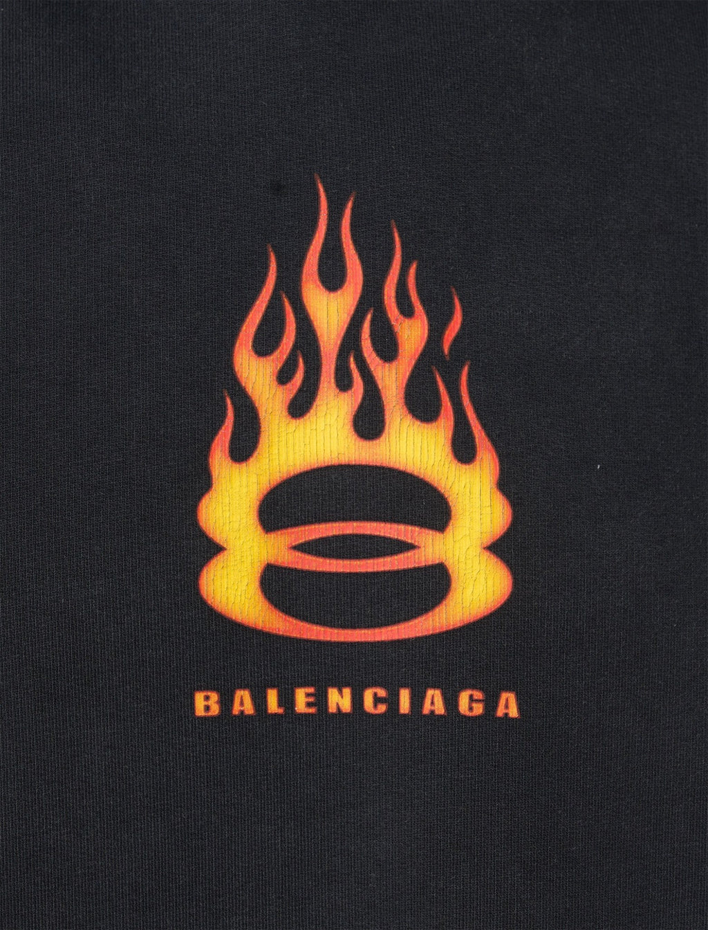 BALENCIAGA BURNING UNITY FLAMES DISTRESSED BLACK SHORTS
