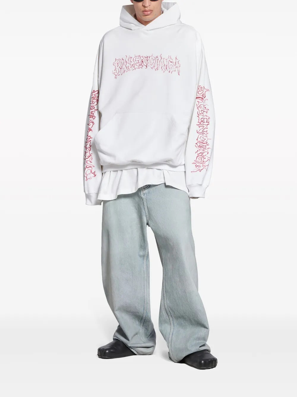 BALENCIAGA DIY METAL HOODIE WHITE RED