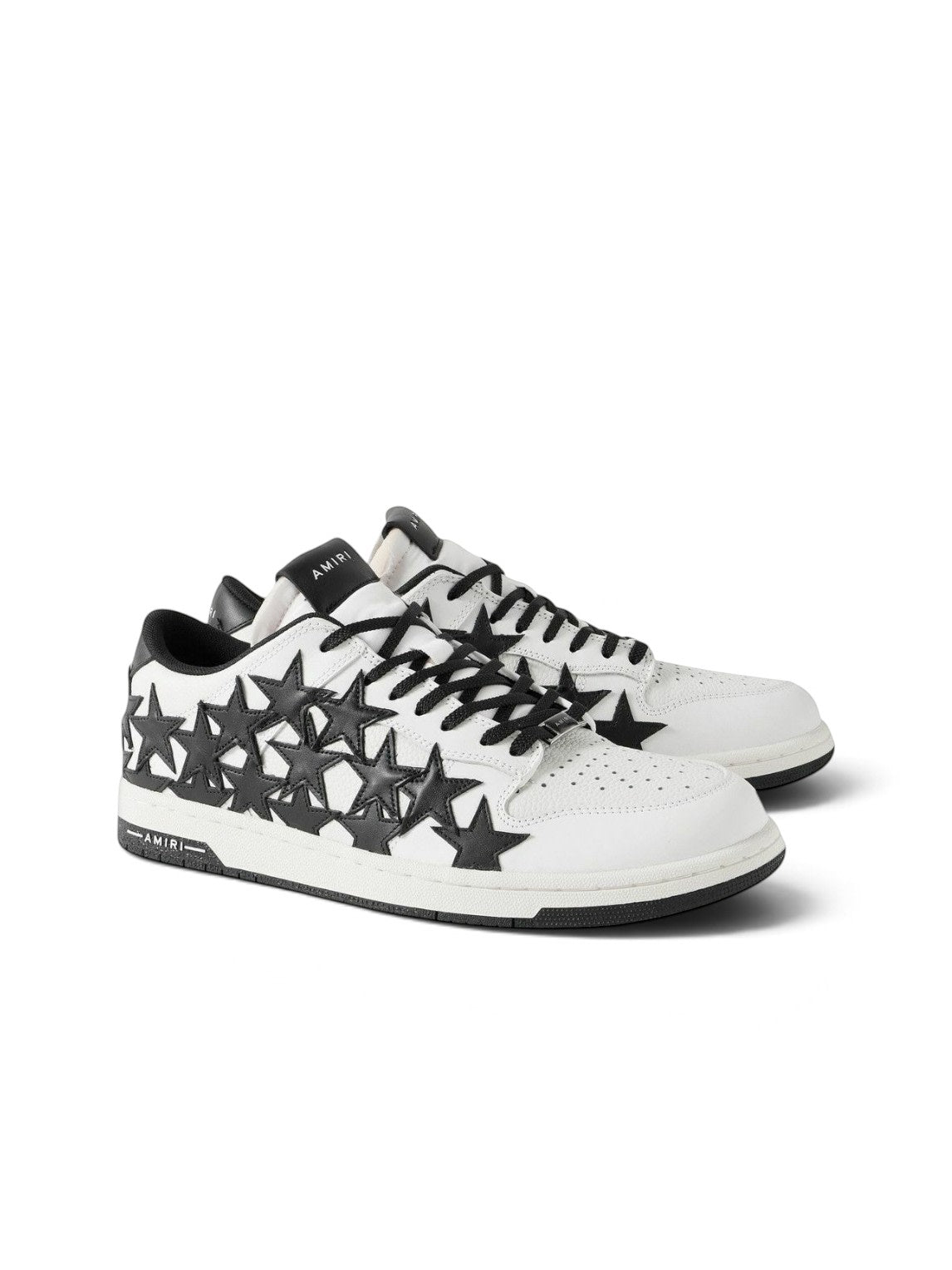AMIRI STARS LOW APPLIQUÉD LEATHER WHITE BLACK