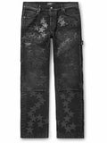 AMIRI CHEMIST CARPENTER STRAIGHT-LEG LEATHER-APPLIQUÉD JEANS