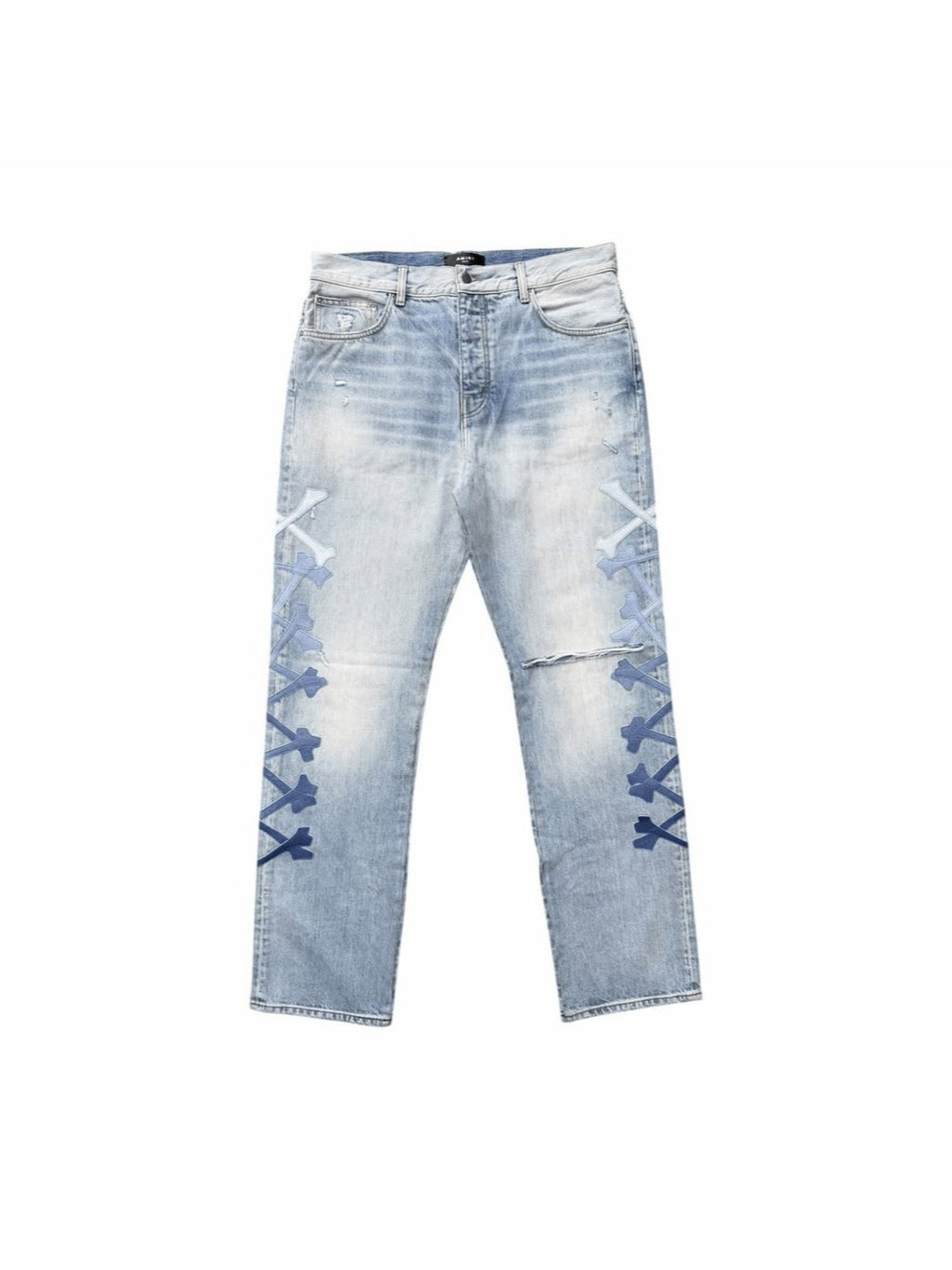 AMIRI GRADIENT BONES BLUE DENIM JEANS