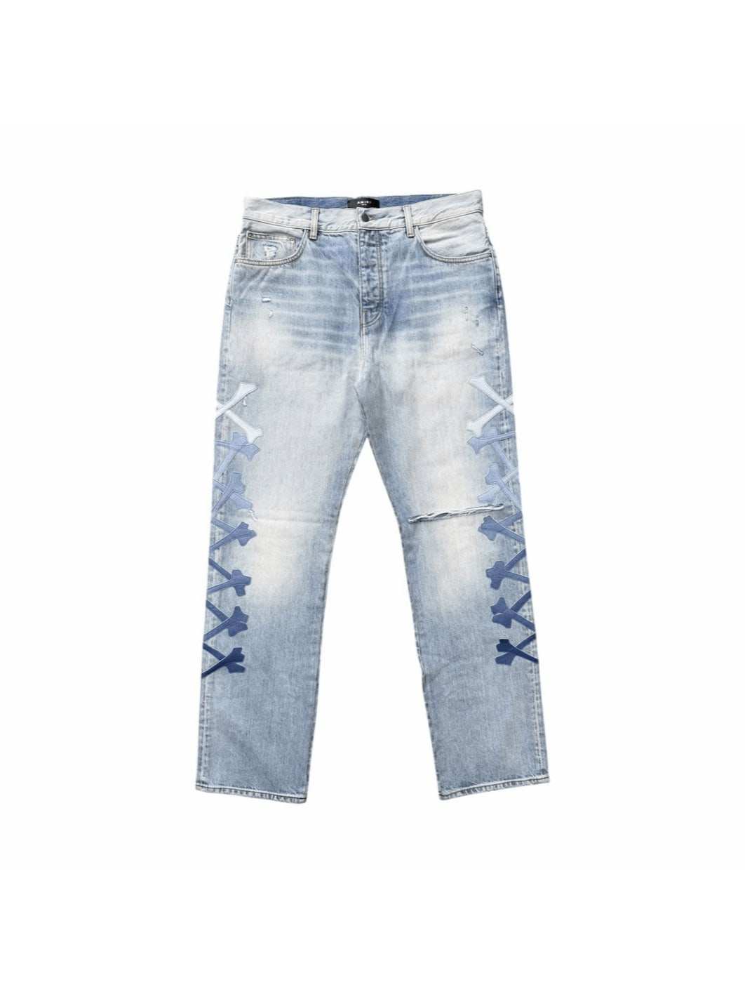 AMIRI GRADIENT BONES BLUE DENIM JEANS