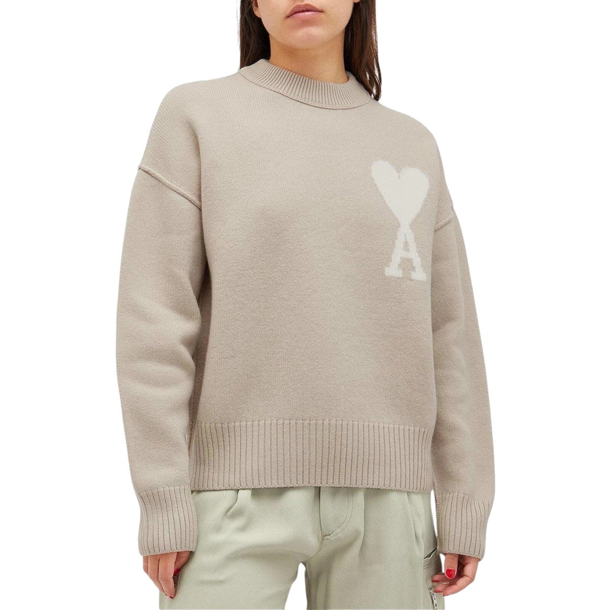 AMI PARIS WOMEN'S BIG ADC SWEATER LIGHT BEIGE