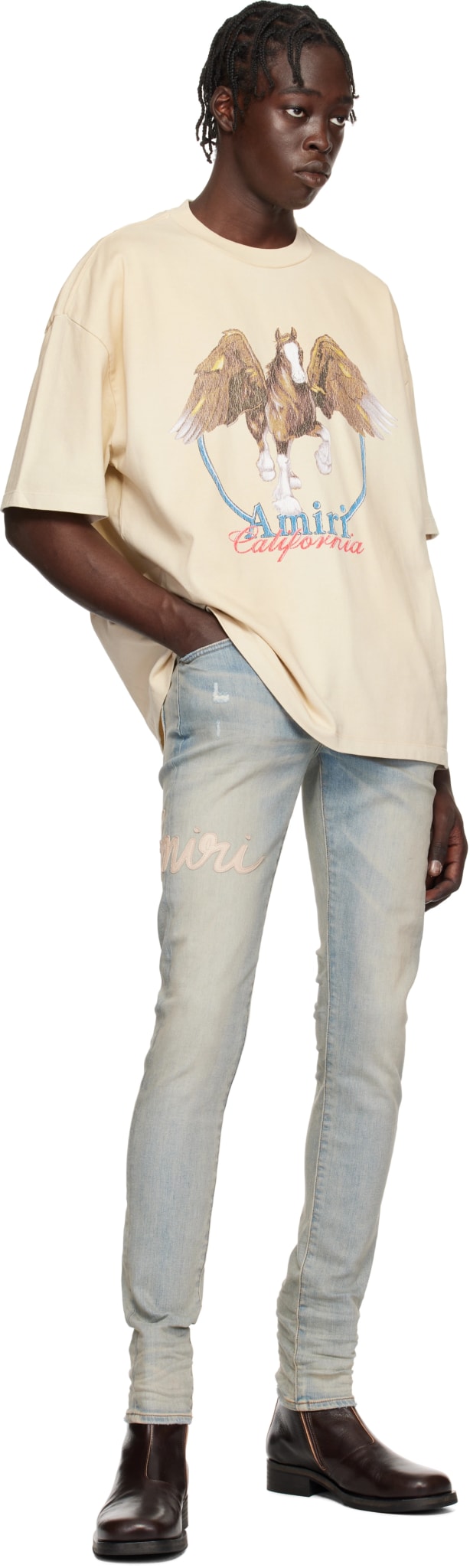 AMIRI VINTAGE WASH PEGASUS T-SHIRT ALABASTER