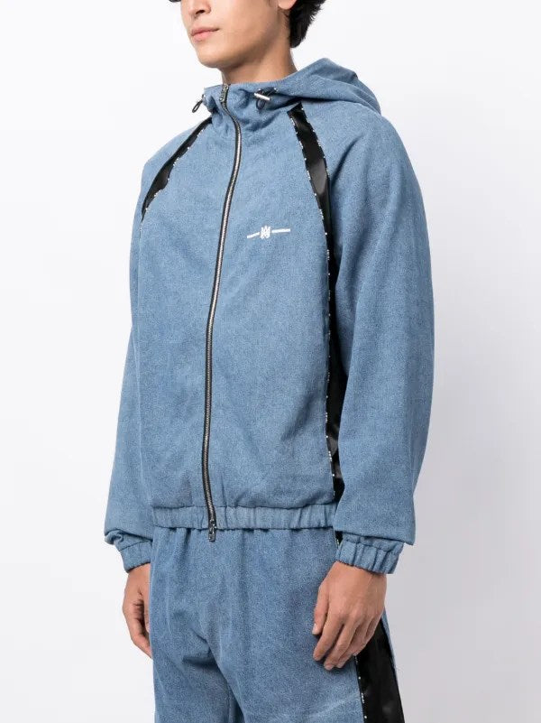 AMIRI LOGO PRINT DENIM TRACK JACKET