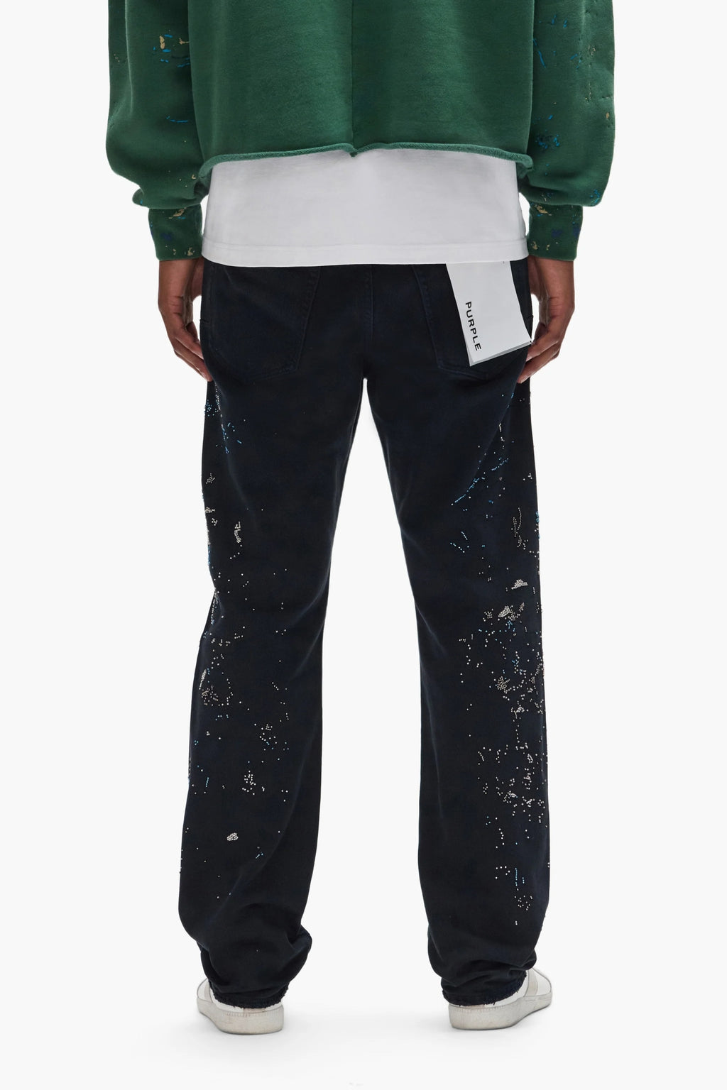 PURPLE BEADED SPLATTER P011 BLACK INK JEANS