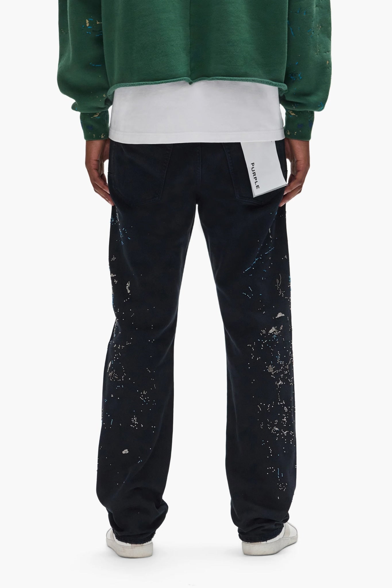 PURPLE BEADED SPLATTER P011 BLACK INK JEANS