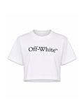 OFF-WHITE WHITE BIG LOGO BOOKISH CROP T-SHIRT