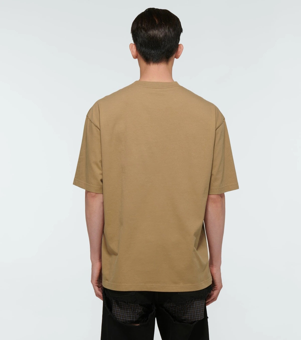 BALENCIAGA EMBROIDERED MINI LOGO T-SHIRT CAMEL