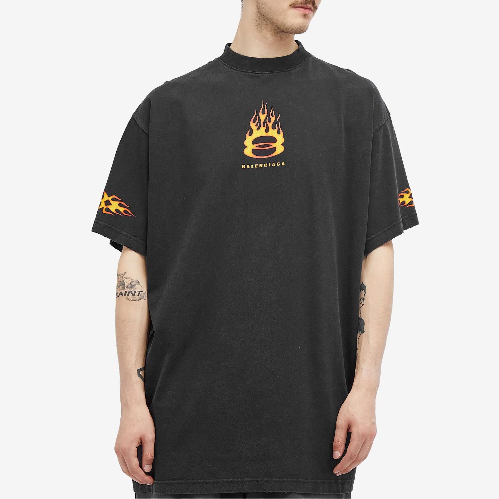 BALENCIAGA BLACK FLAME UNITY T-SHIRT BLACK
