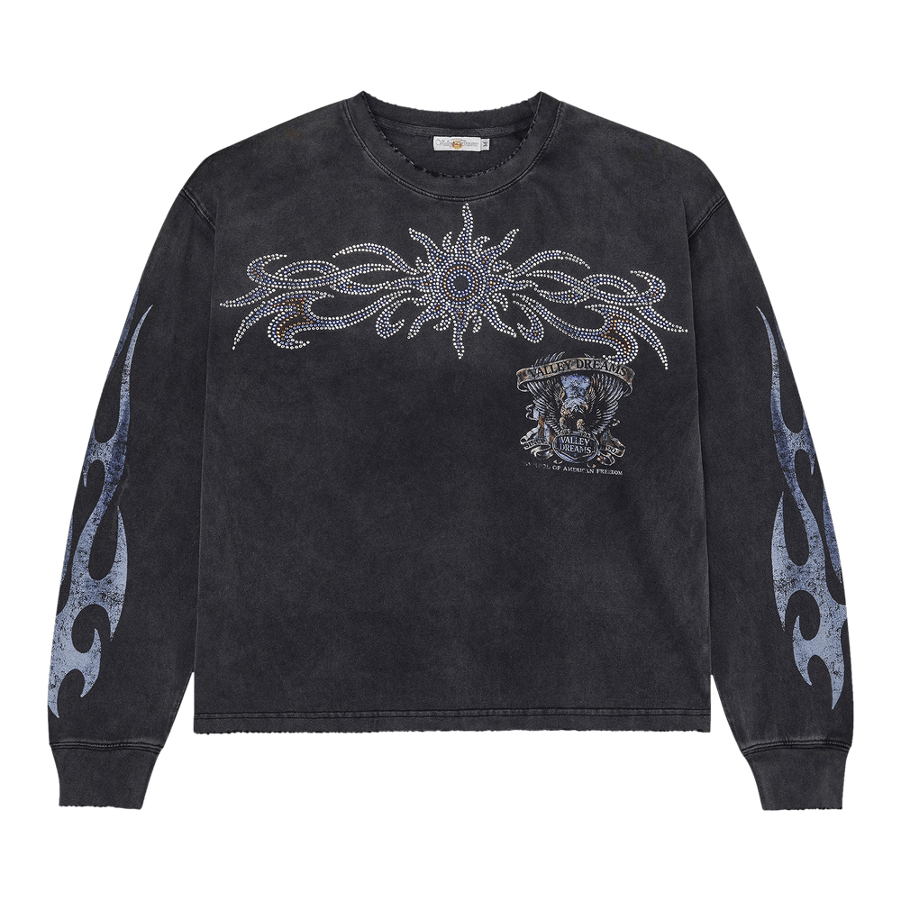 VALLEY BLING LONG SLEEVE T-SHIRT WASHED BLACK