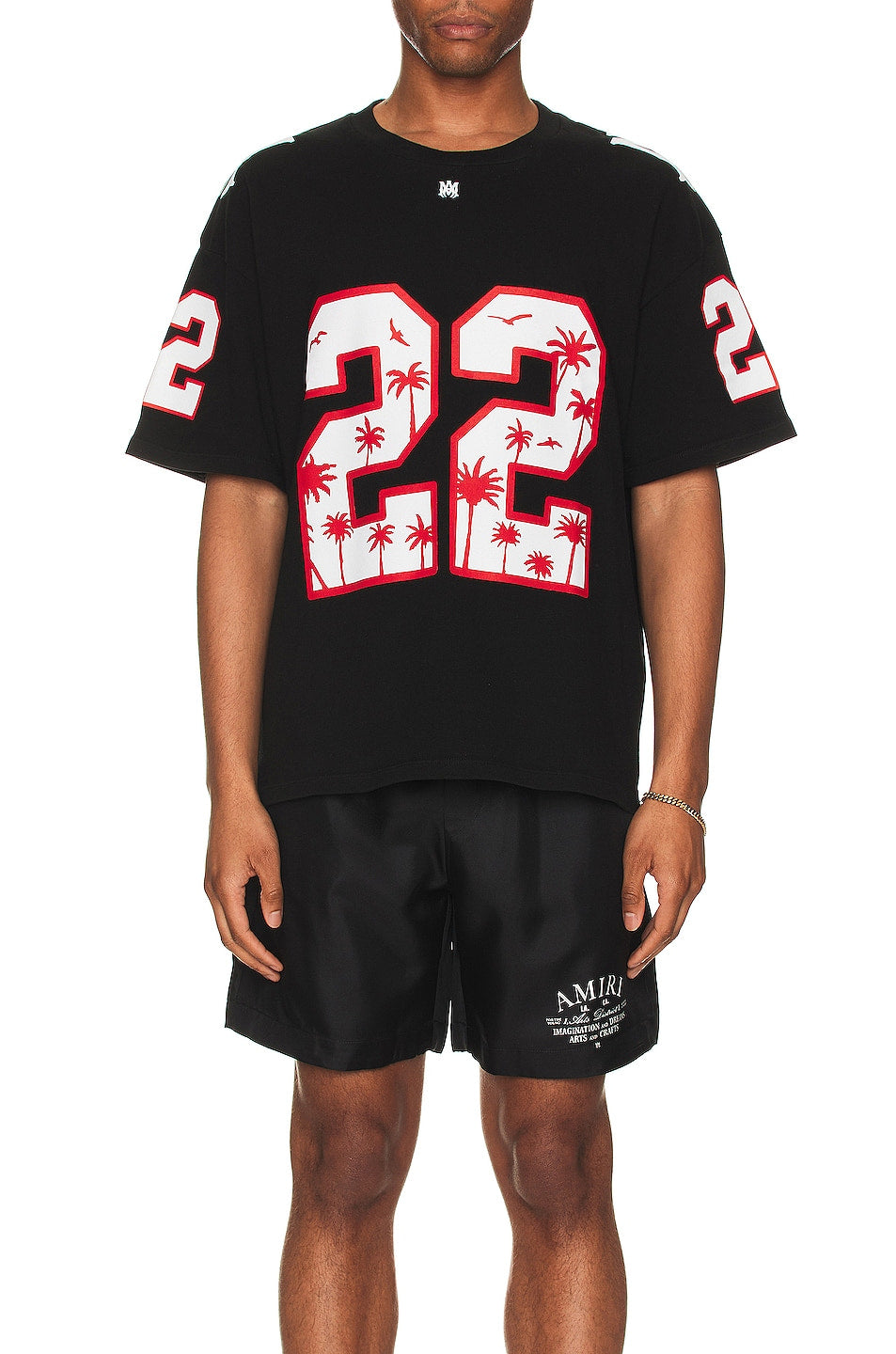 AMIRI OVERSIZE 22 FOOTBALL T-SHIRT BLACK
