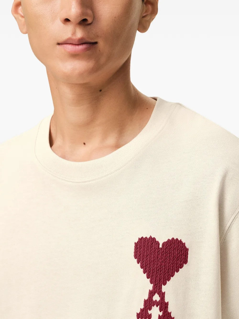 AMI PARIS BEIGE T-SIRT RED HEART