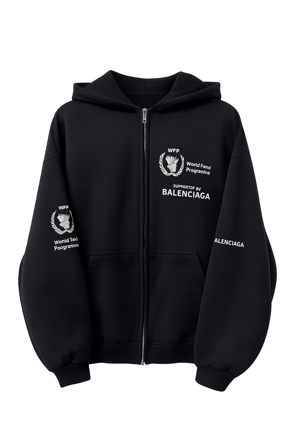 BALENCIAGA WORLD FOOD PROGRAMME ZIP UP HEAVY BLACK