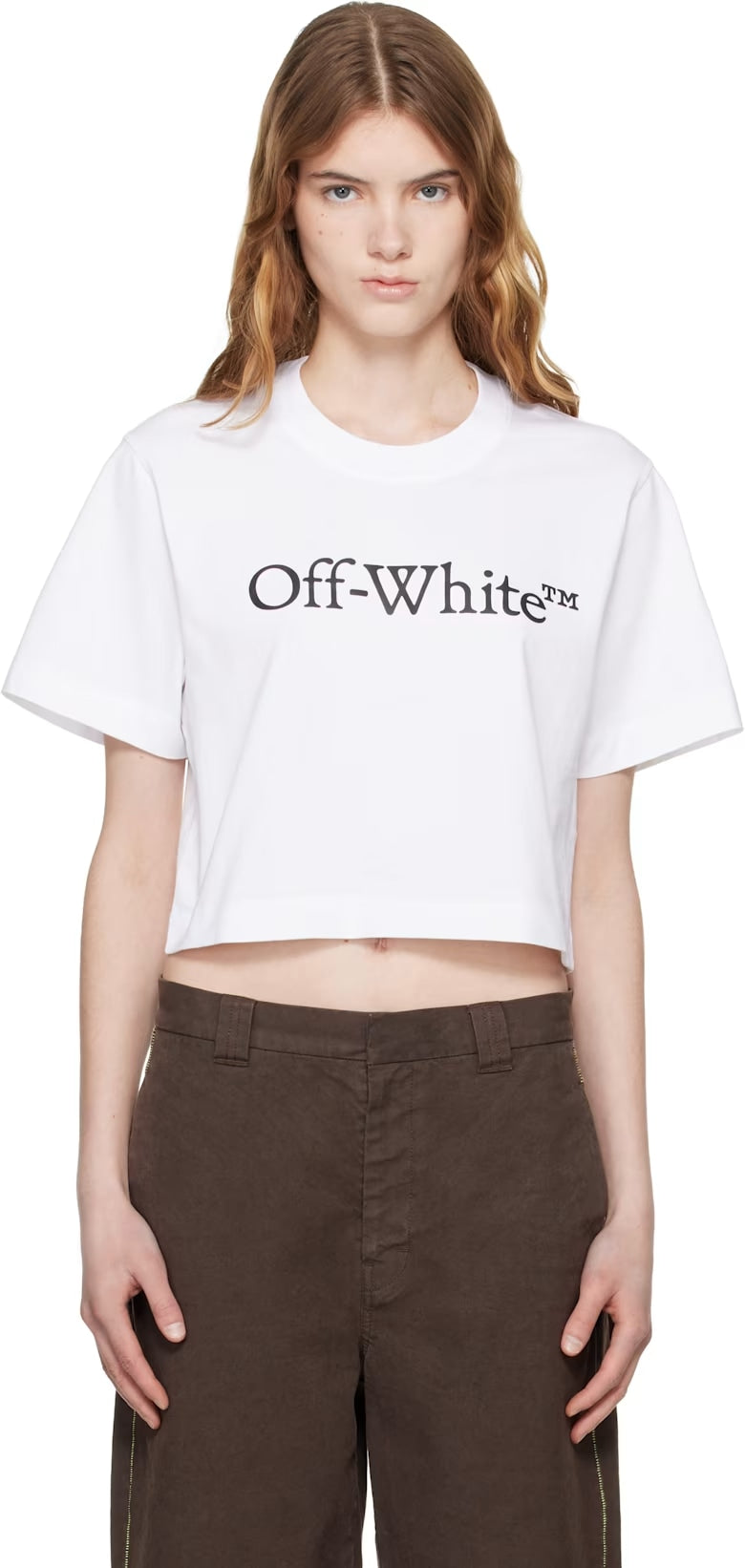 OFF-WHITE WHITE BIG LOGO BOOKISH CROP T-SHIRT