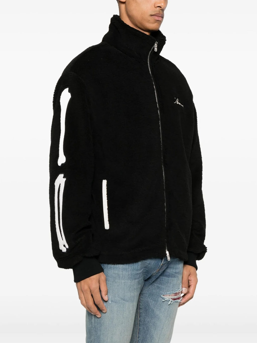 AMIRI BONES ZIP HOODIE SHERPA BLACK