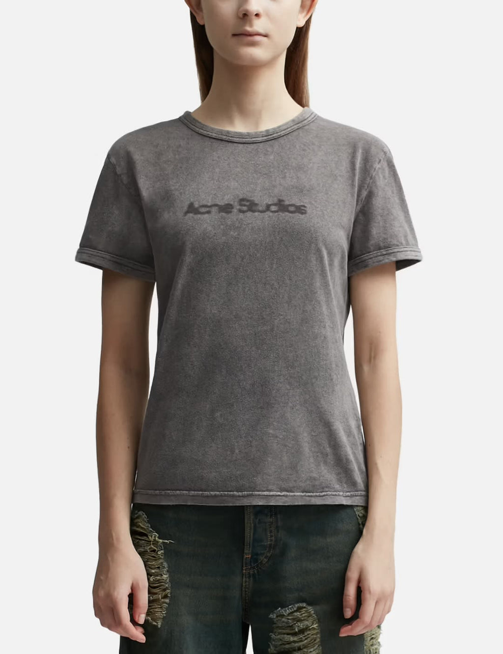 ACNE STUDIOS BLURRED LOGO GREY T-SHIRT