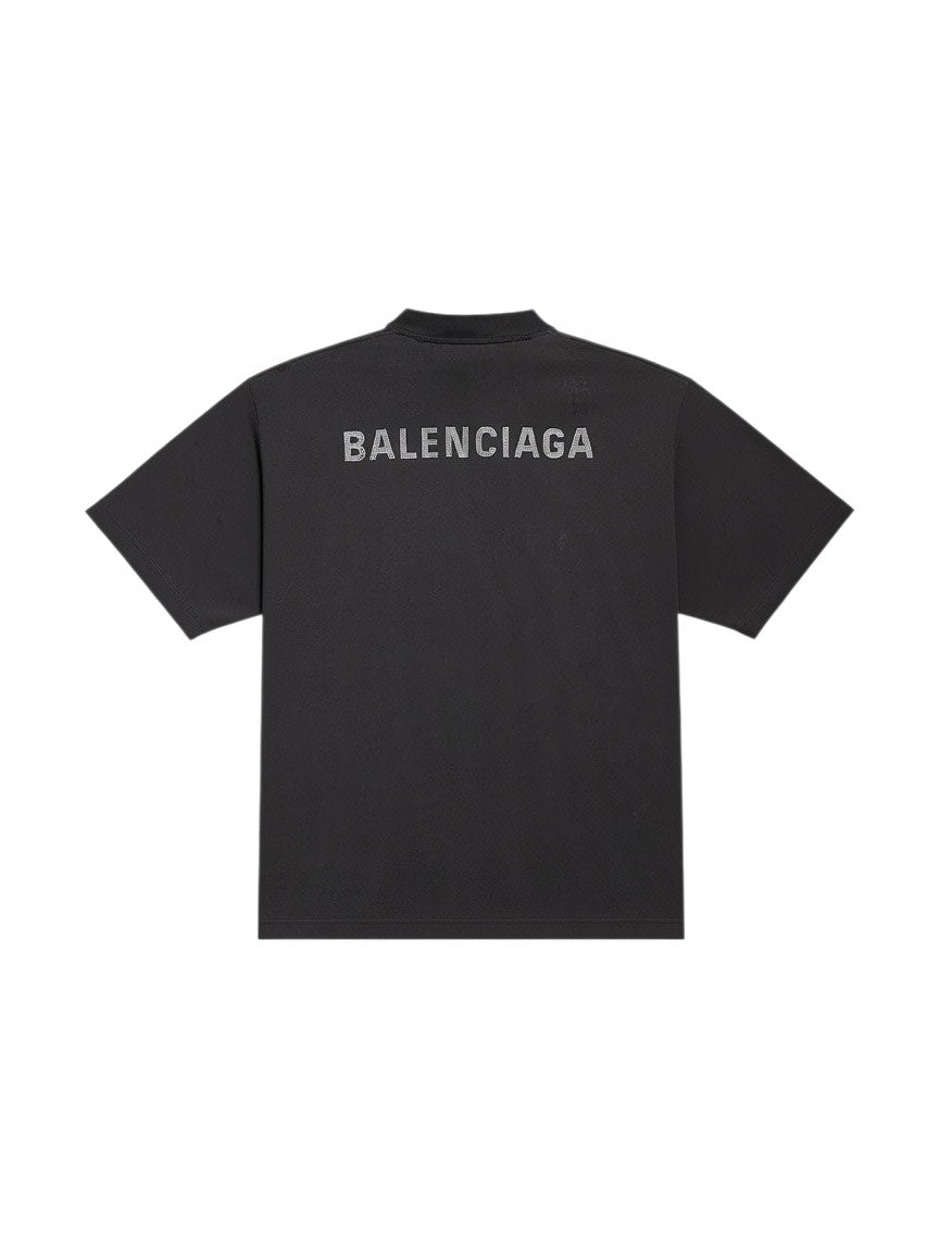BALENCIAGA RHINESTONES BACK LOGO T SHIRT BLACK