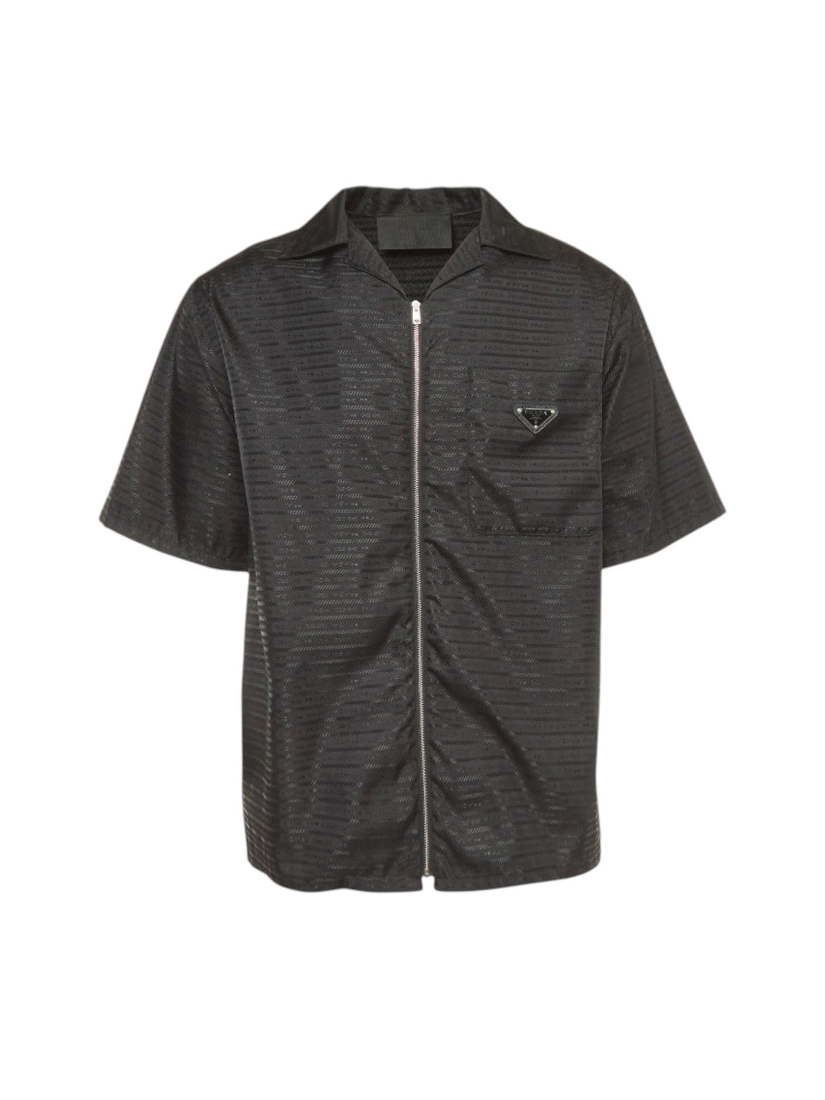 PRADA RE-NYLON ZIP UP LOGO JACKET BLACK