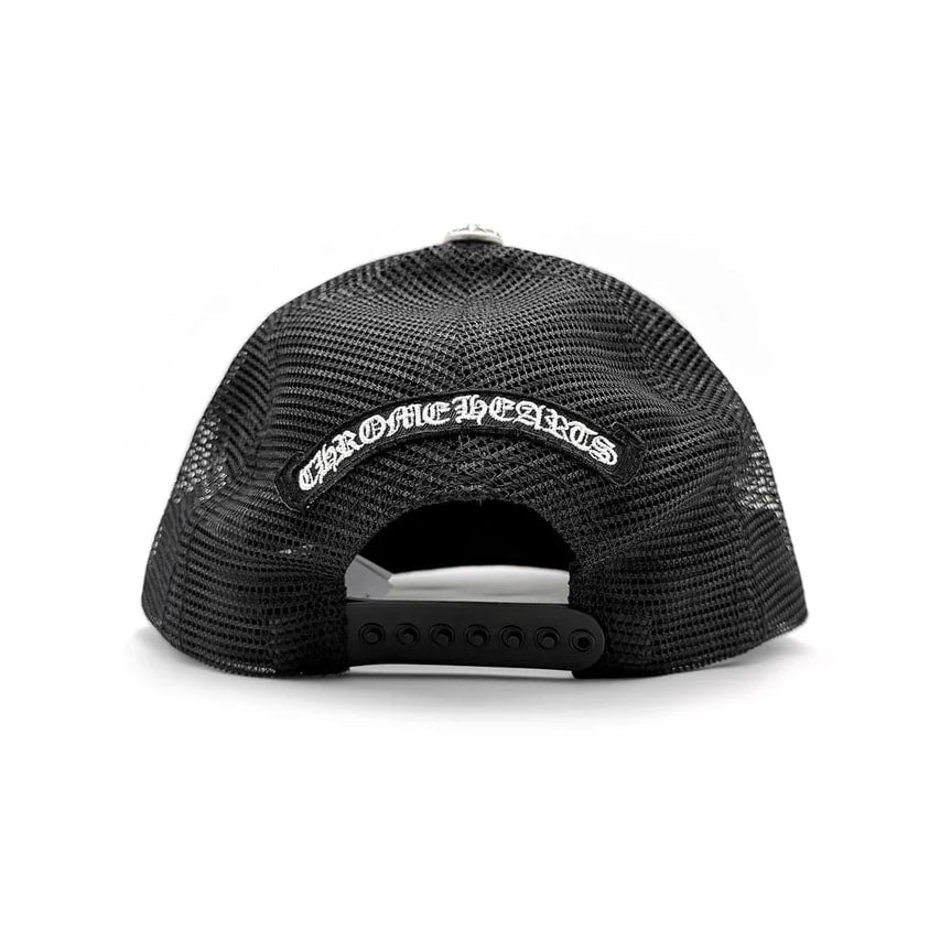 CHROME HEARTS CEMETERY CROSS PONY HAIR HAT BLACK
