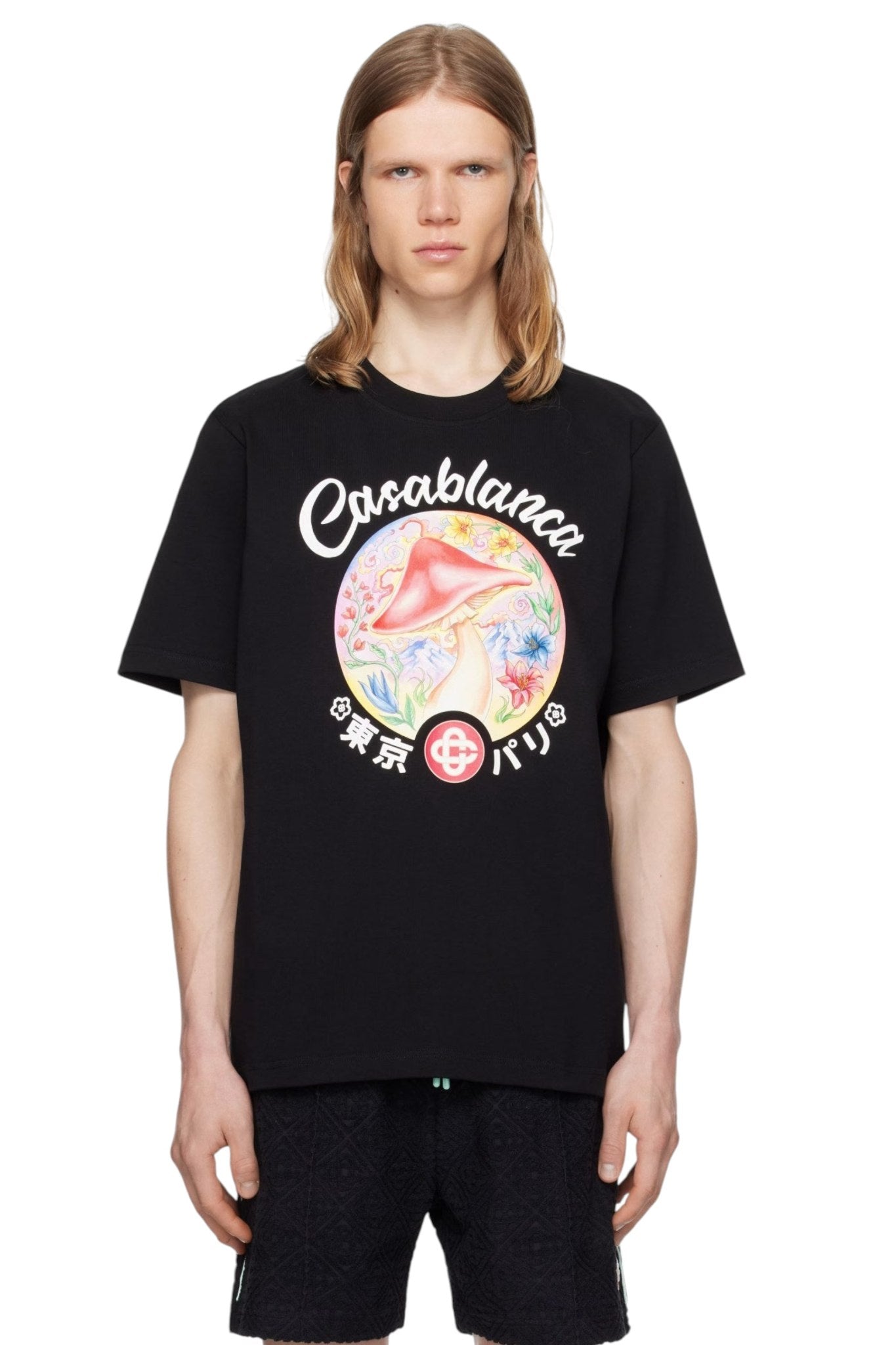 CASABLANCA MUSHROOM EMBLEM T-SHIRT BLACK
