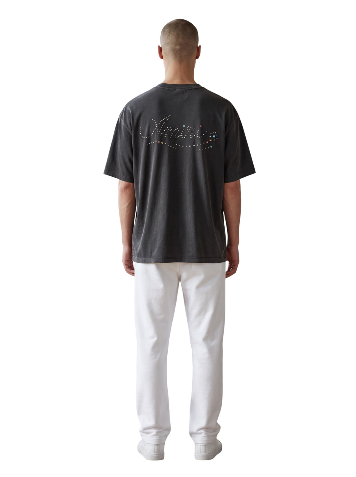 AMIRI STUD LOGO WASHED BLACK T-SHIRT