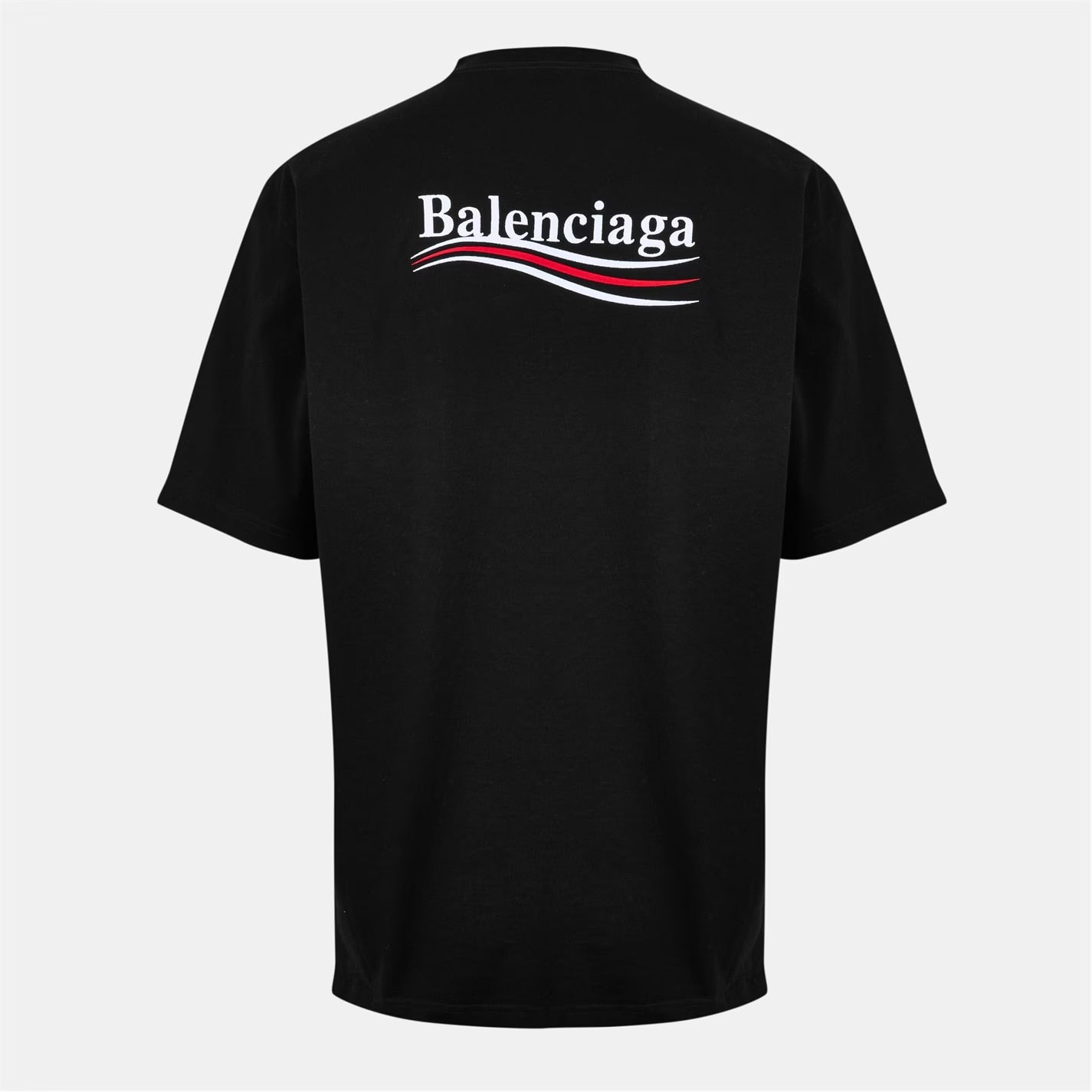 BALENCIAGA POLITICAL CAMPAIGN EMBROIDERED BLACK T-SHIRT