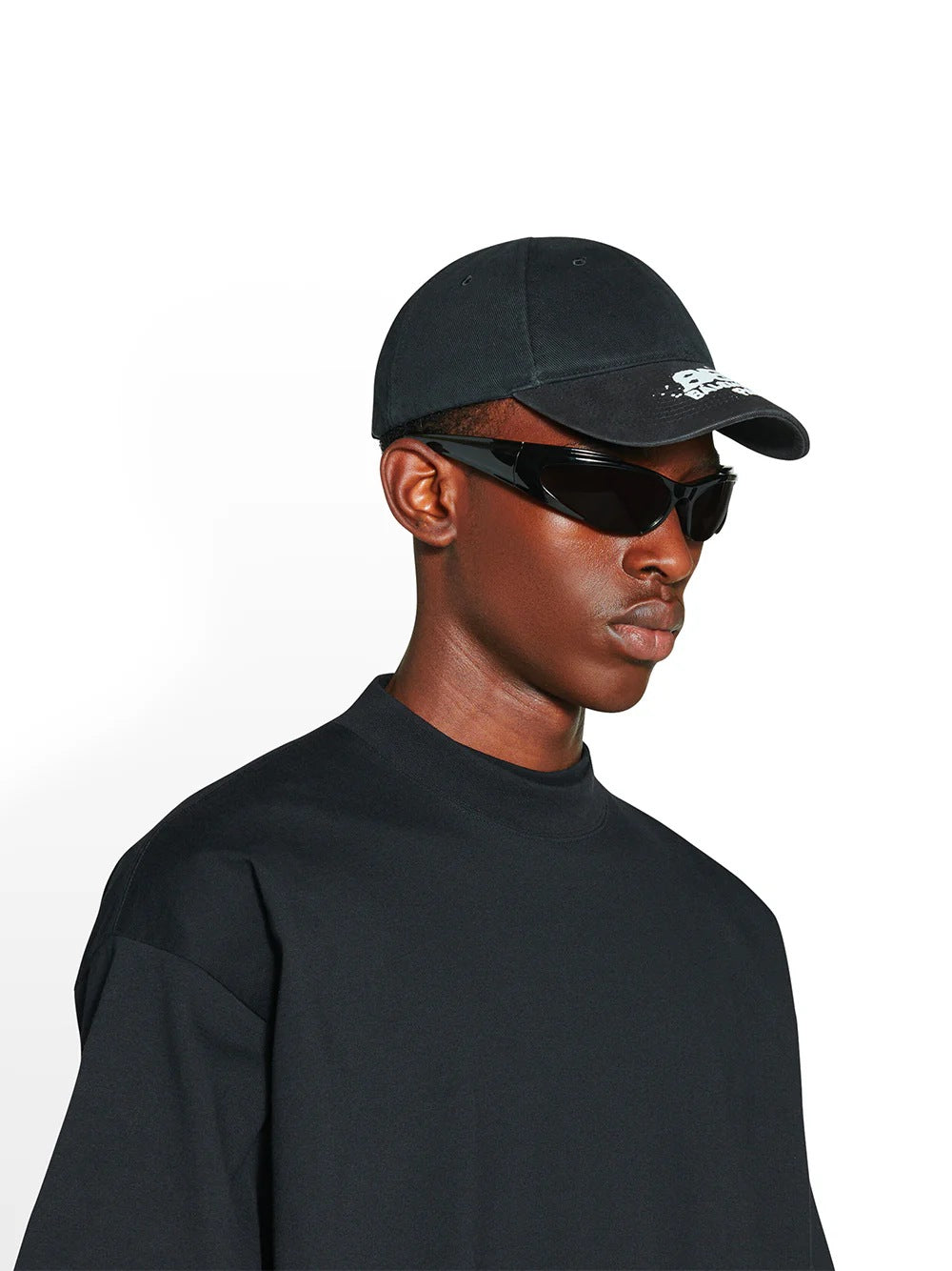 BALENCIAGA HAND DRAWN BB ICON VELCRO TAB HAT BLACK
