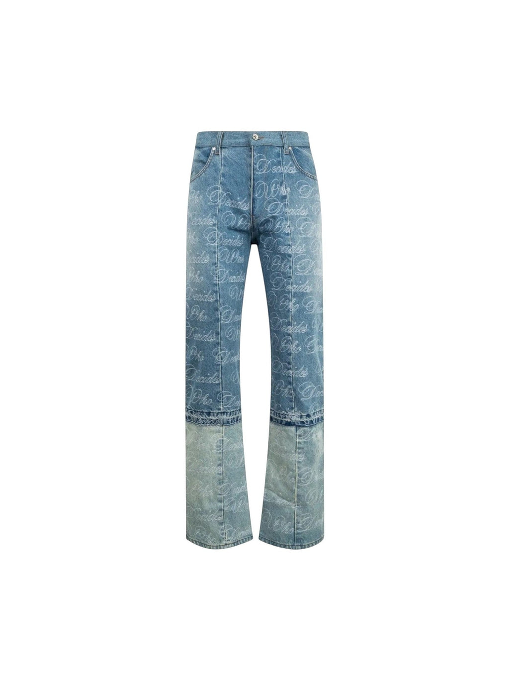 WHO DECIDES WAR LOGO EMBRODERY PANELLED JEANS BLUE