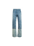 WHO DECIDES WAR LOGO EMBRODERY PANELLED JEANS BLUE