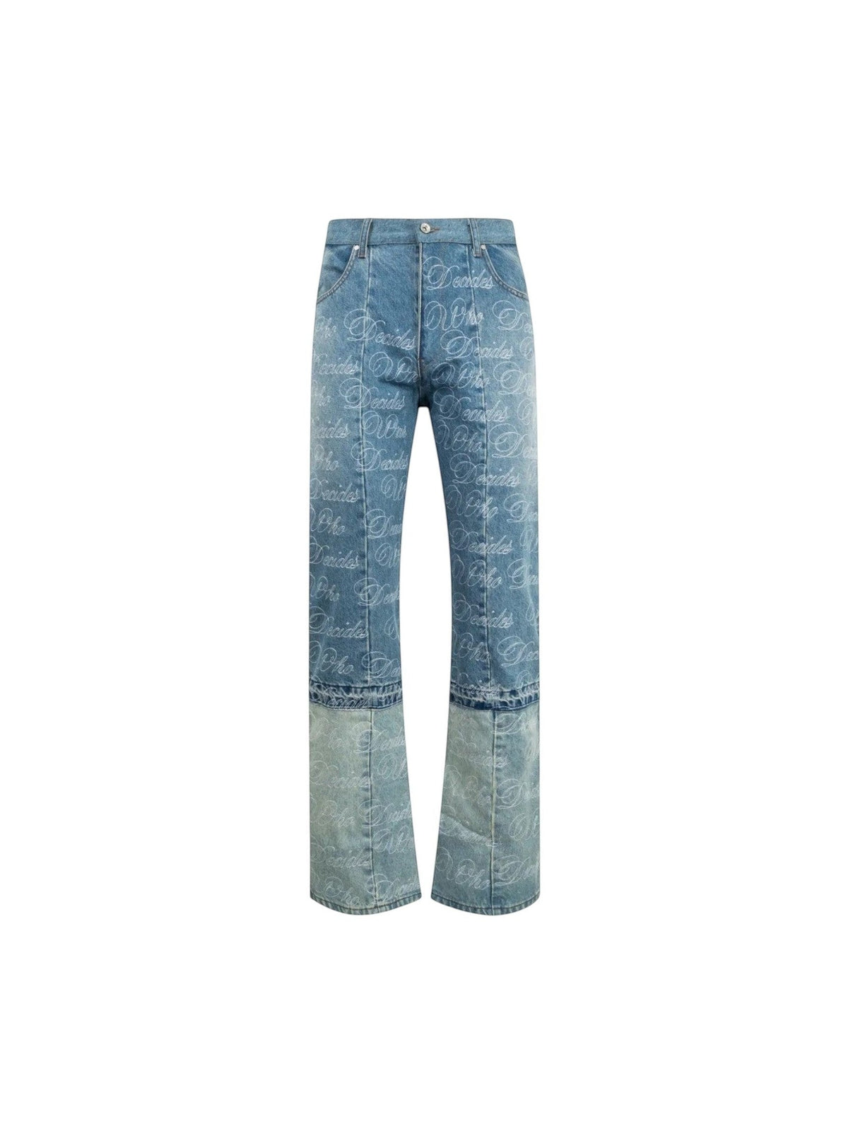 WHO DECIDES WAR LOGO EMBRODERY PANELLED JEANS BLUE