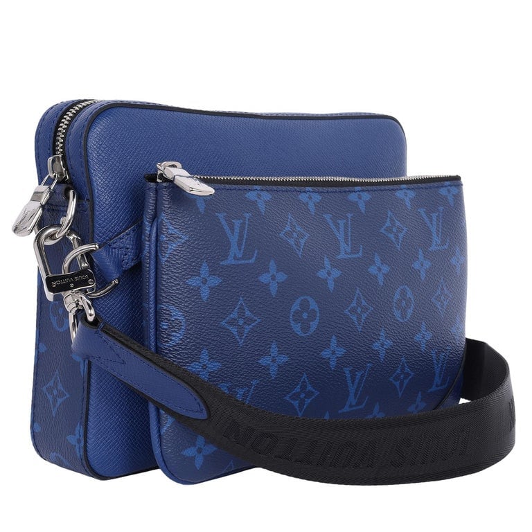 LOUIS VUITTON TRIO MESSENGER MONOGRAM SHOULDER BAG NAVY BLUE